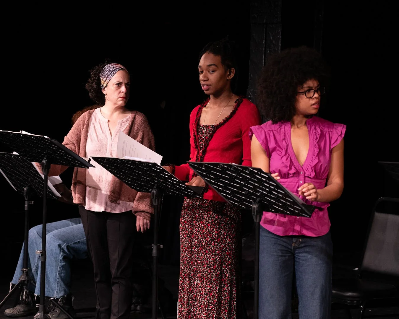  L to R: Evie Holley, Christian Donnerson, and Amanda Esmie Rynolds in OUR FRIEND LYSSA! by Nia Weeks (Olive J Cotton Photography) 