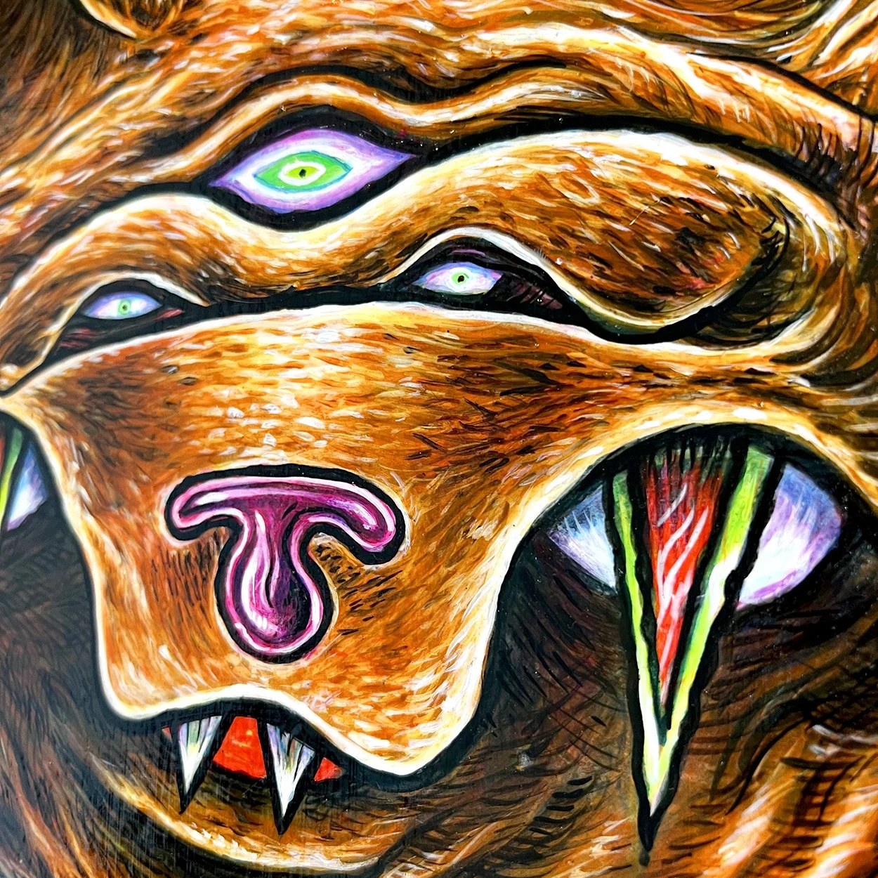 Bear 3 eyed 2026 painting wood - IIMG_9644- rev.JPEG