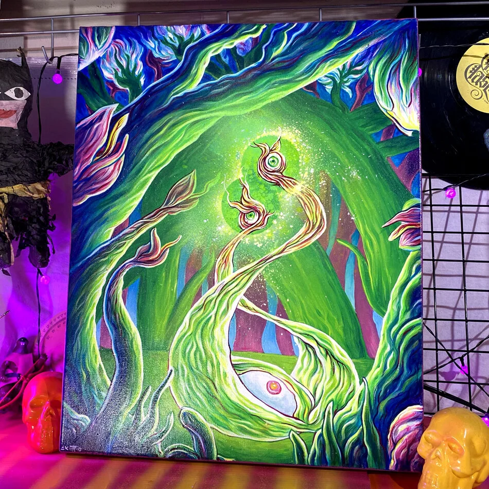 "Into The Garden" acrylic painting on gallery canvas 16x20"