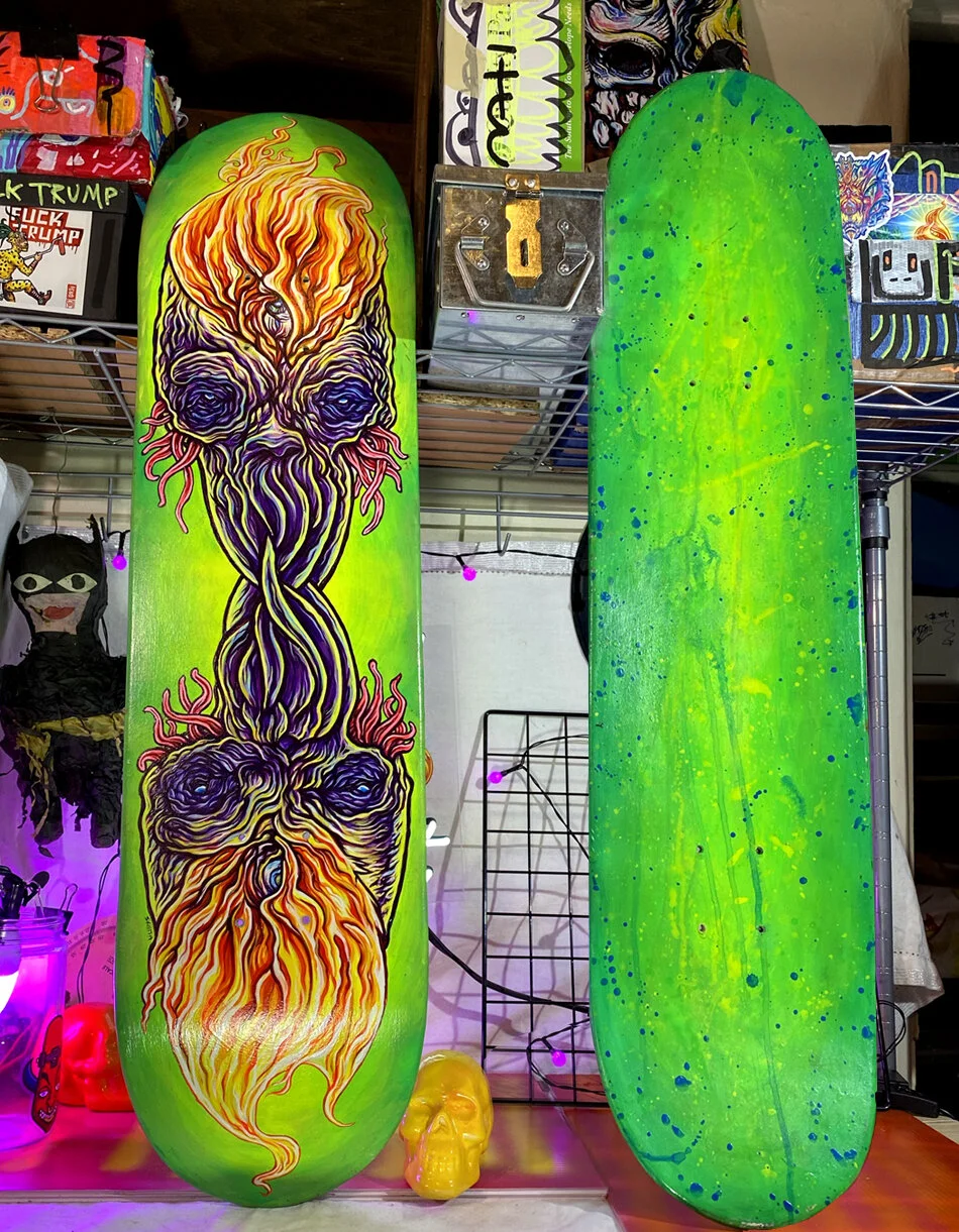 Hand painted skateboard by Skillit