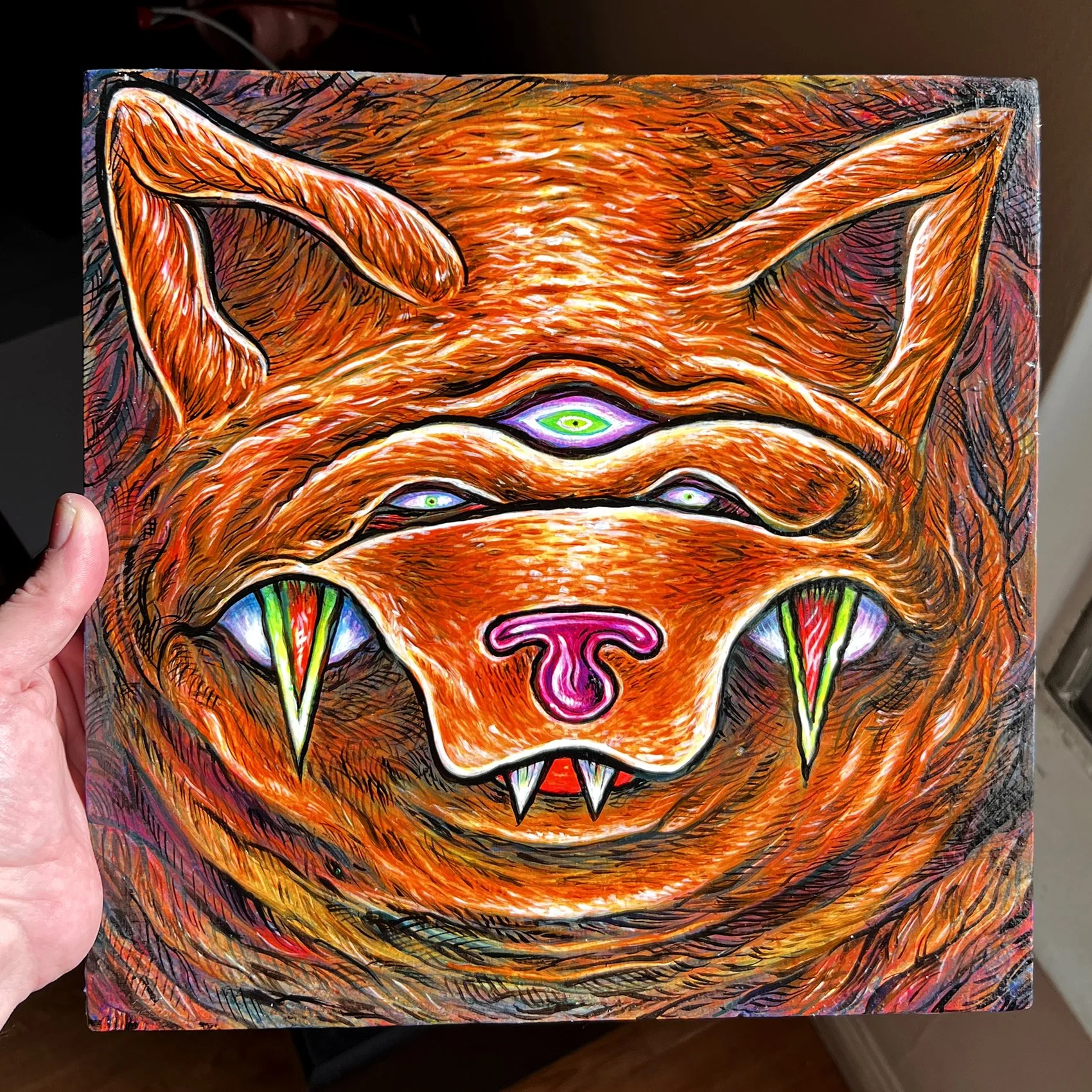 Bear 3 eyed 2026 painting wood - IMG_8938-rev.JPEG