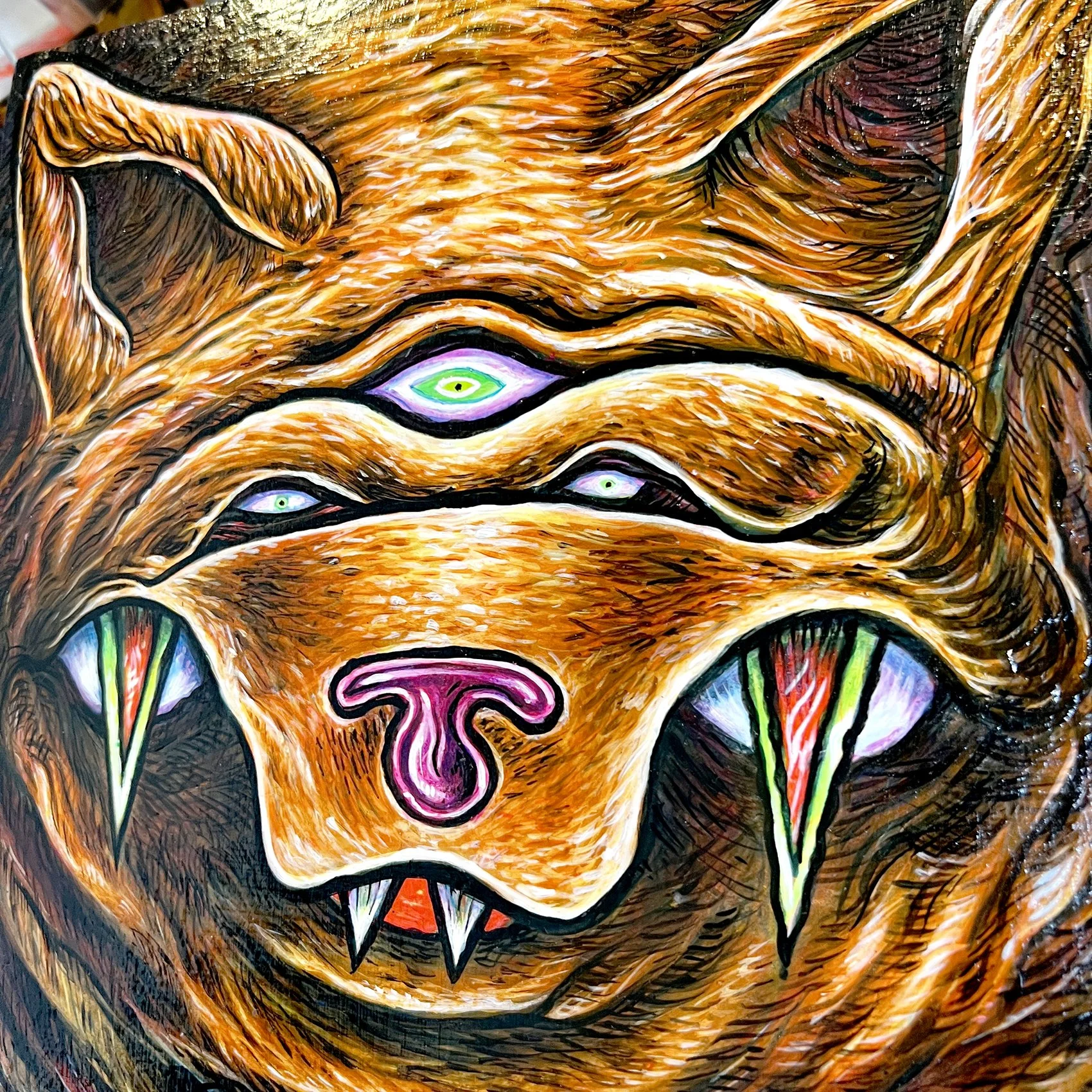 Bear 3 eyed 2026 painting wood - IIMG_9643- rev.JPEG