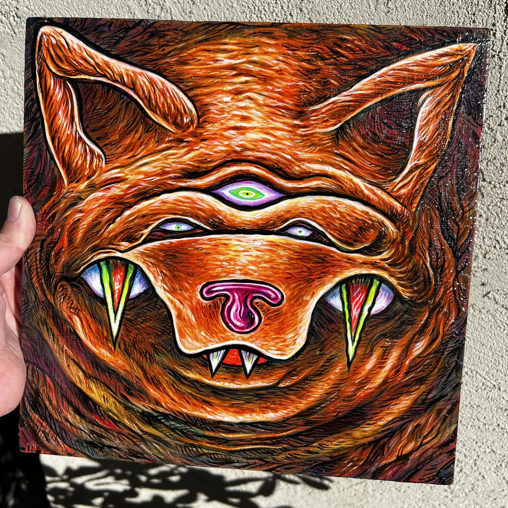 Bear 3 eyed 2026 painting wood - IMG_8947- rev.JPEG