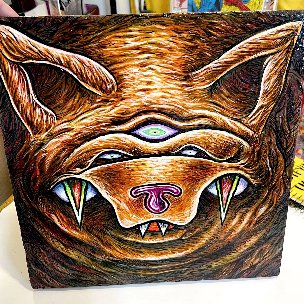 Bear 3 eyed 2026 painting wood - IIMG_9633- rev.JPEG