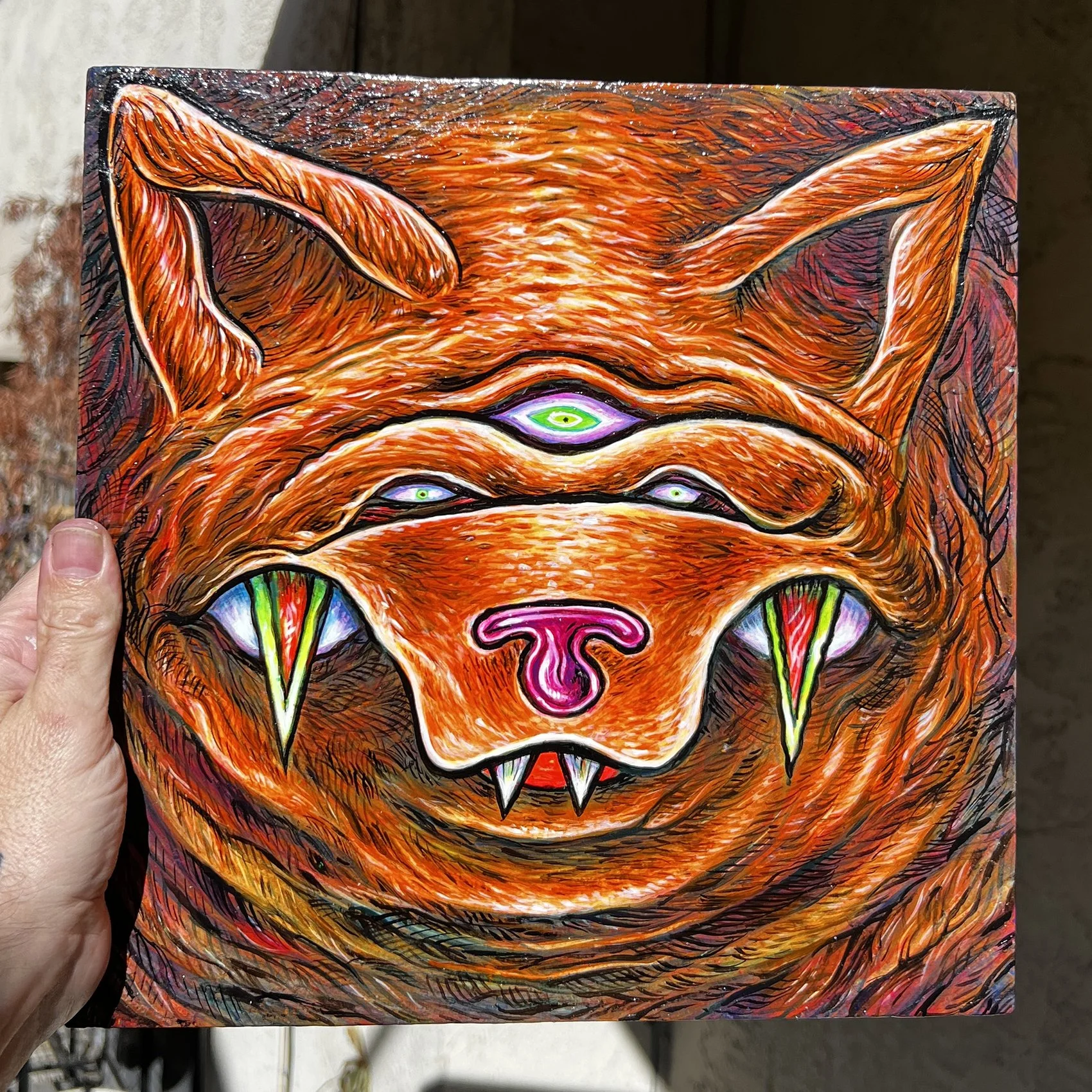 Bear 3 eyed 2026 painting wood - IMG_8934- rev.JPEG