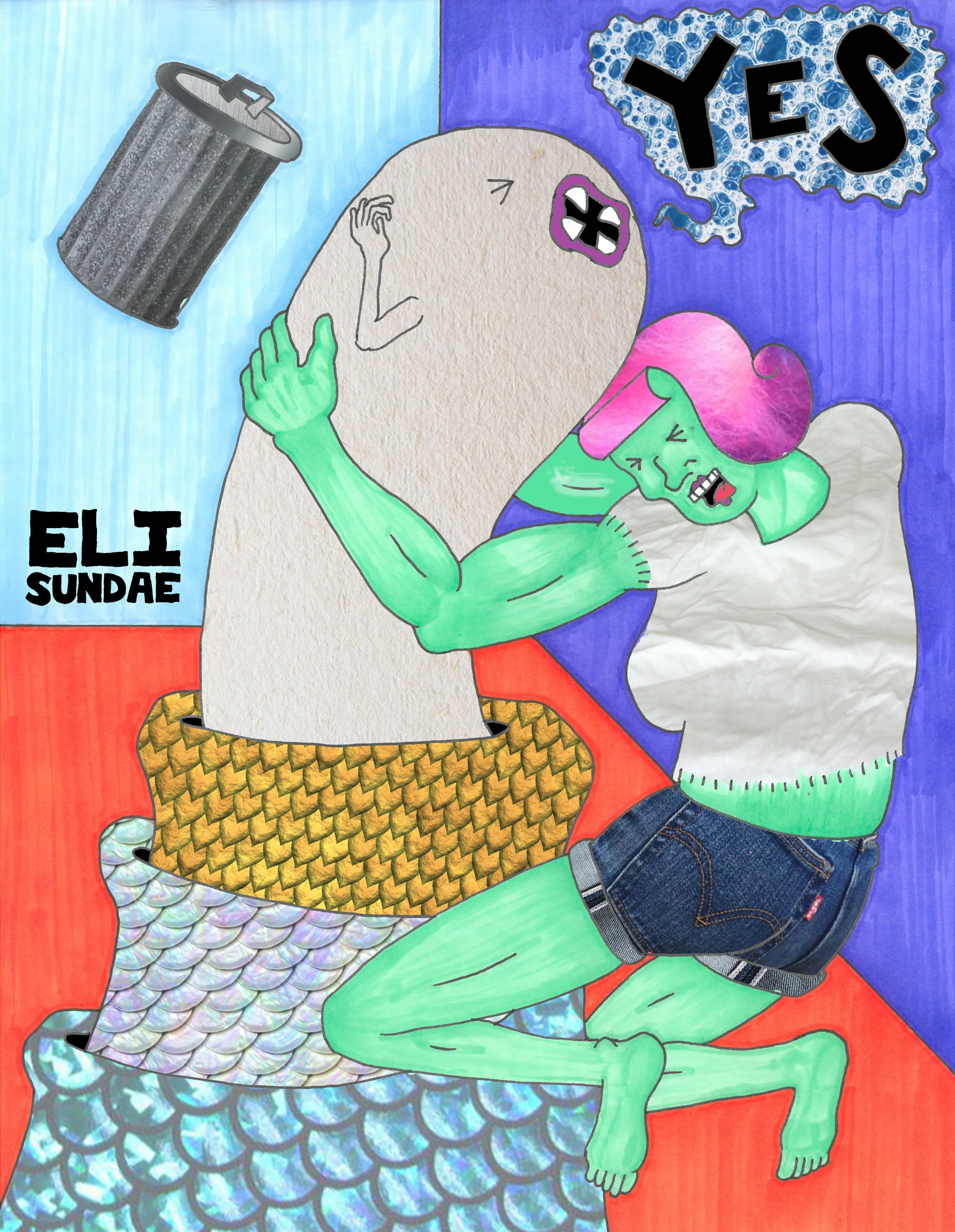 Eli Sundae Trash Can Illustration