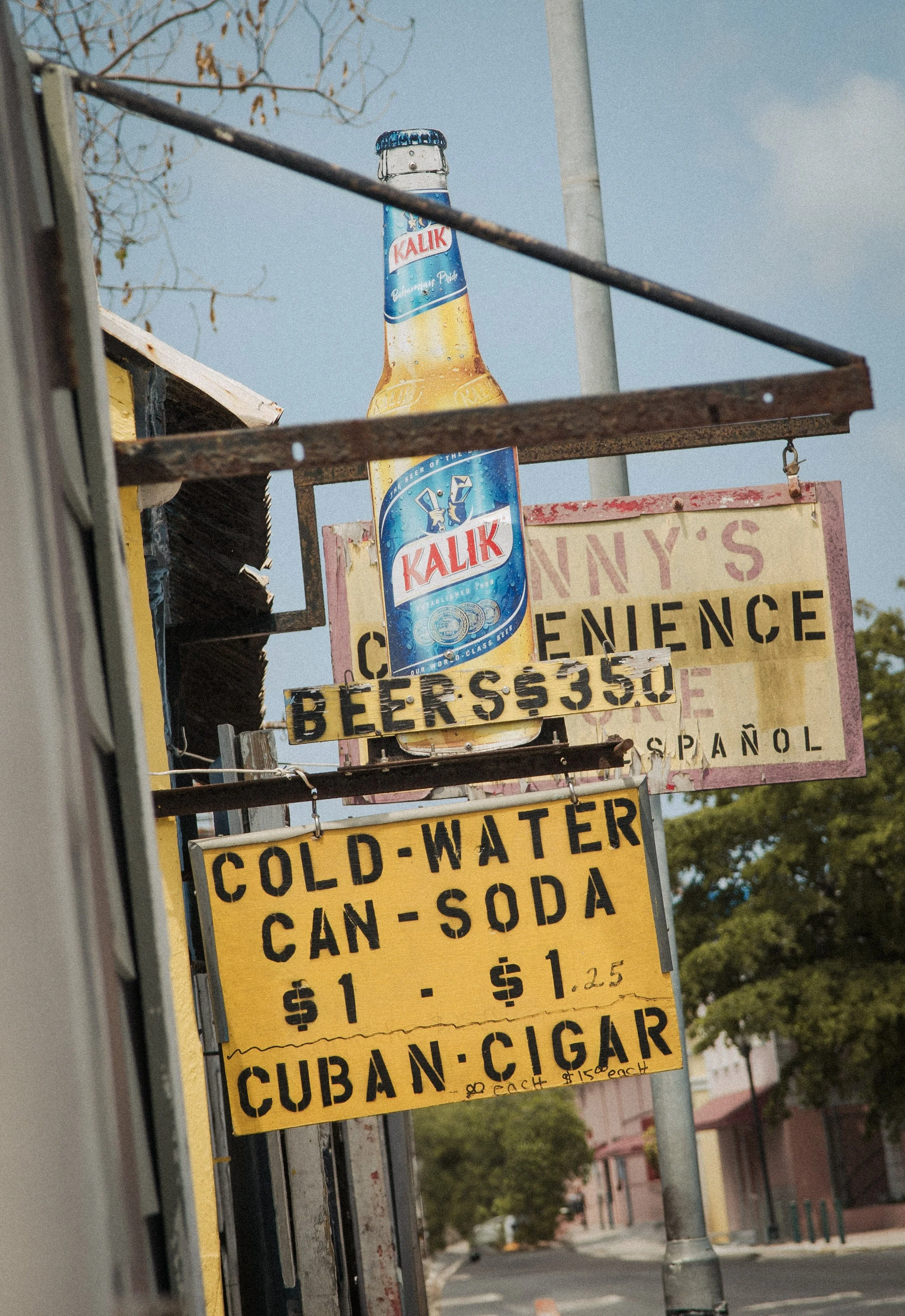 street photography of signs in bahamas