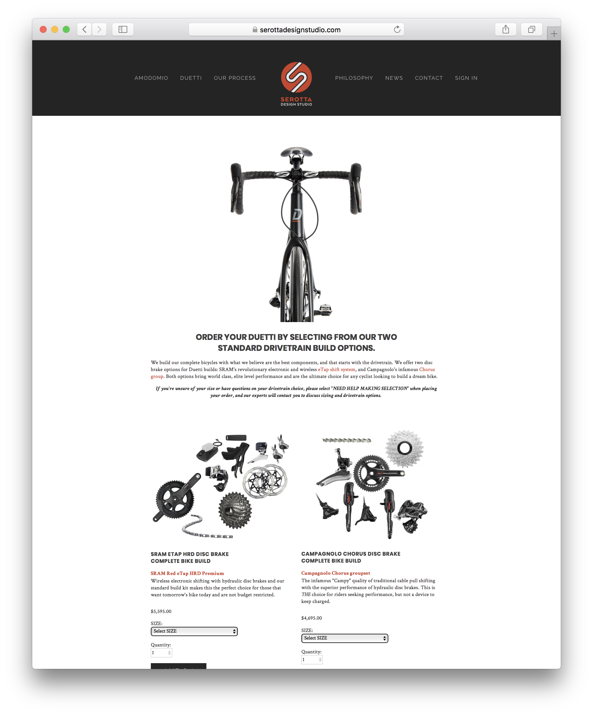 SEROTTA DESIGN STUDIO BIKE BUILD PAGE