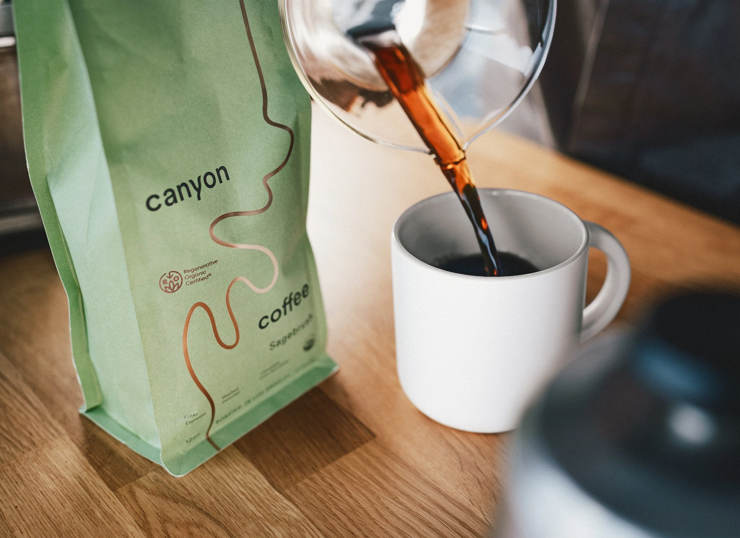 morning coffee poured from a Chemex