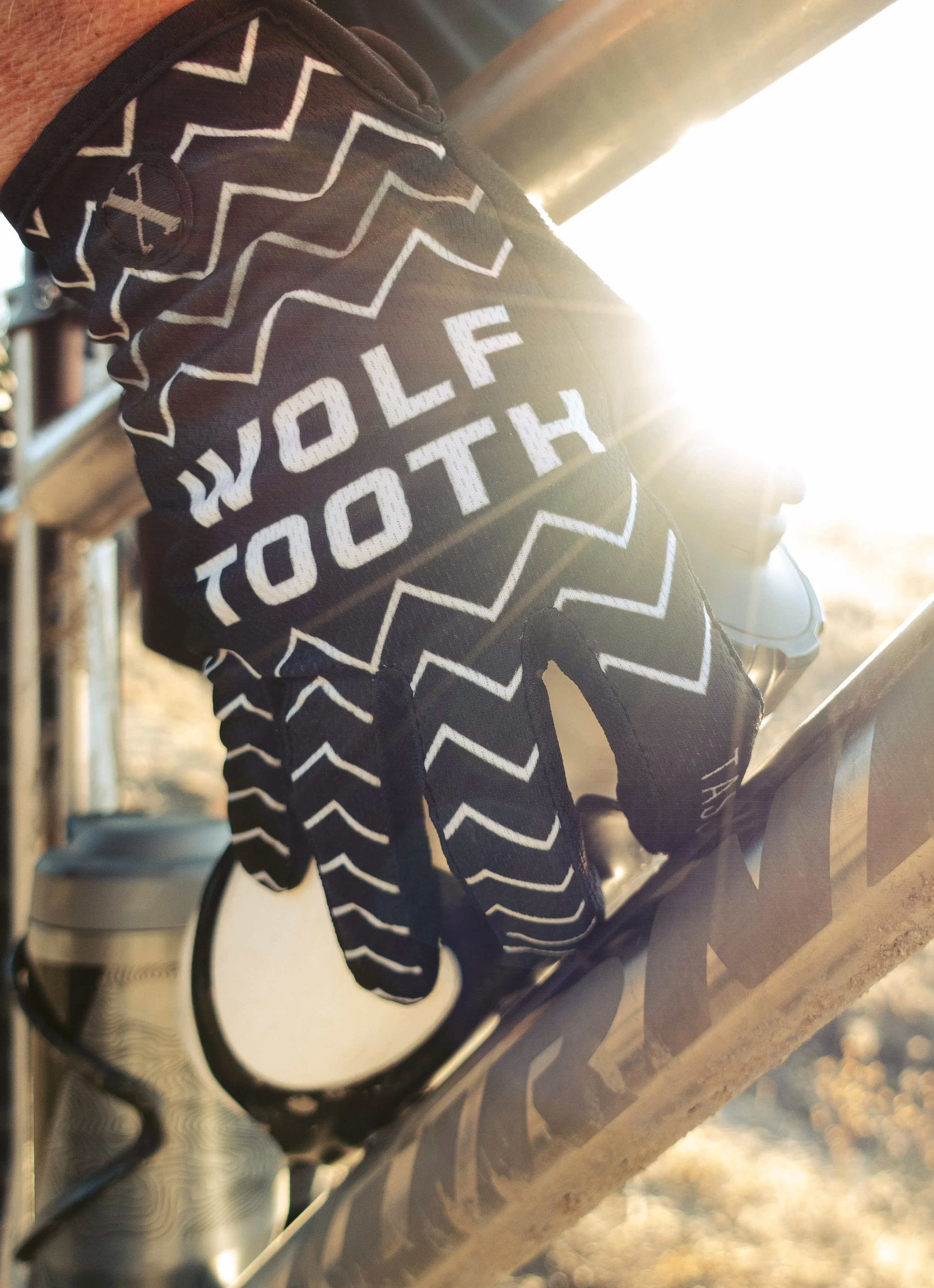 catalog photo of gloves reaching down to grab a water bottle