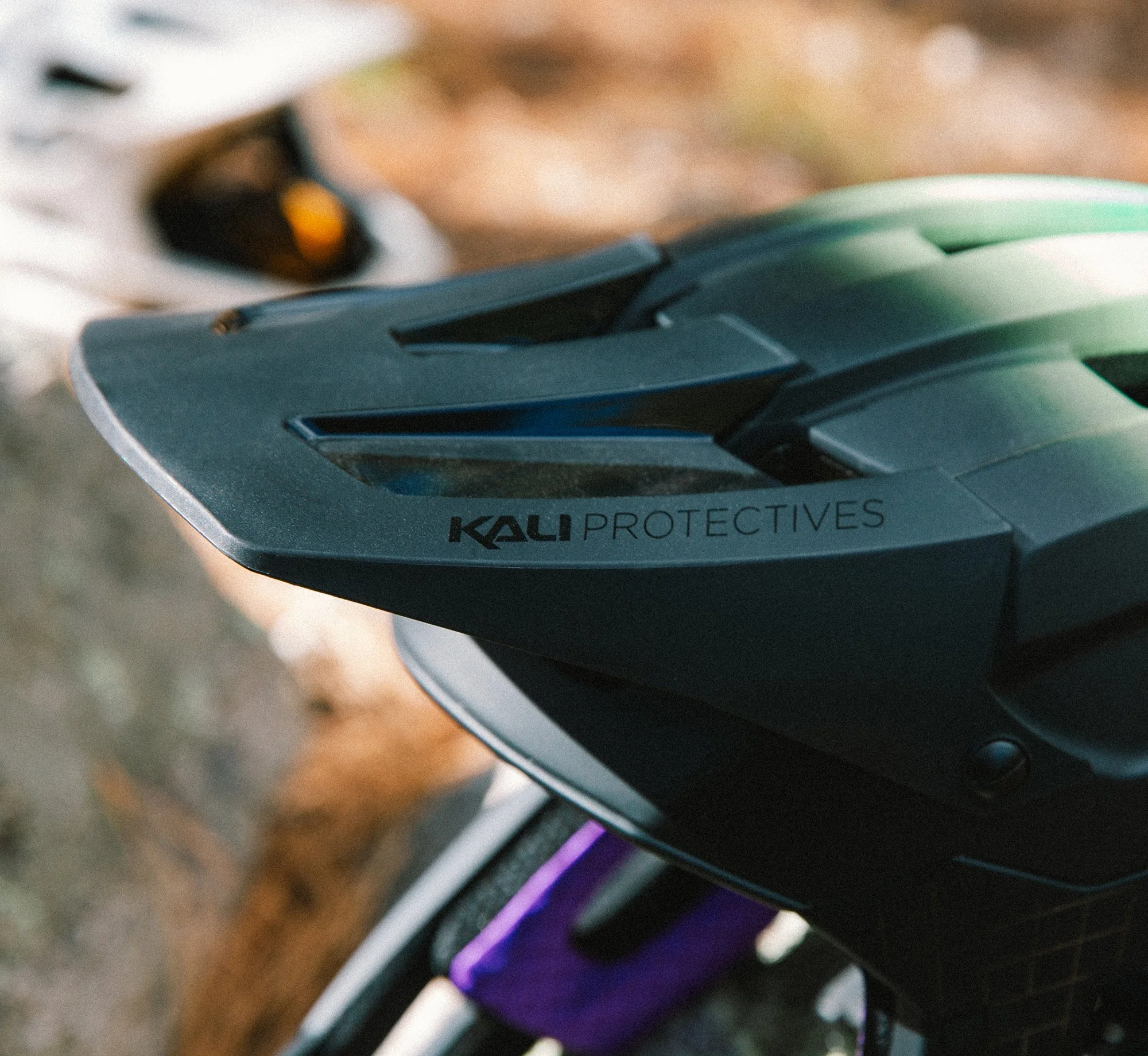 detail of kali mountain bike helmet