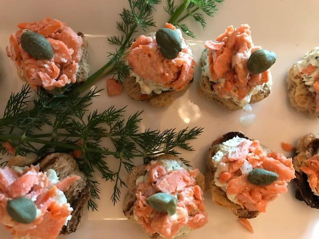 Wild caught salmon with herbed chevre