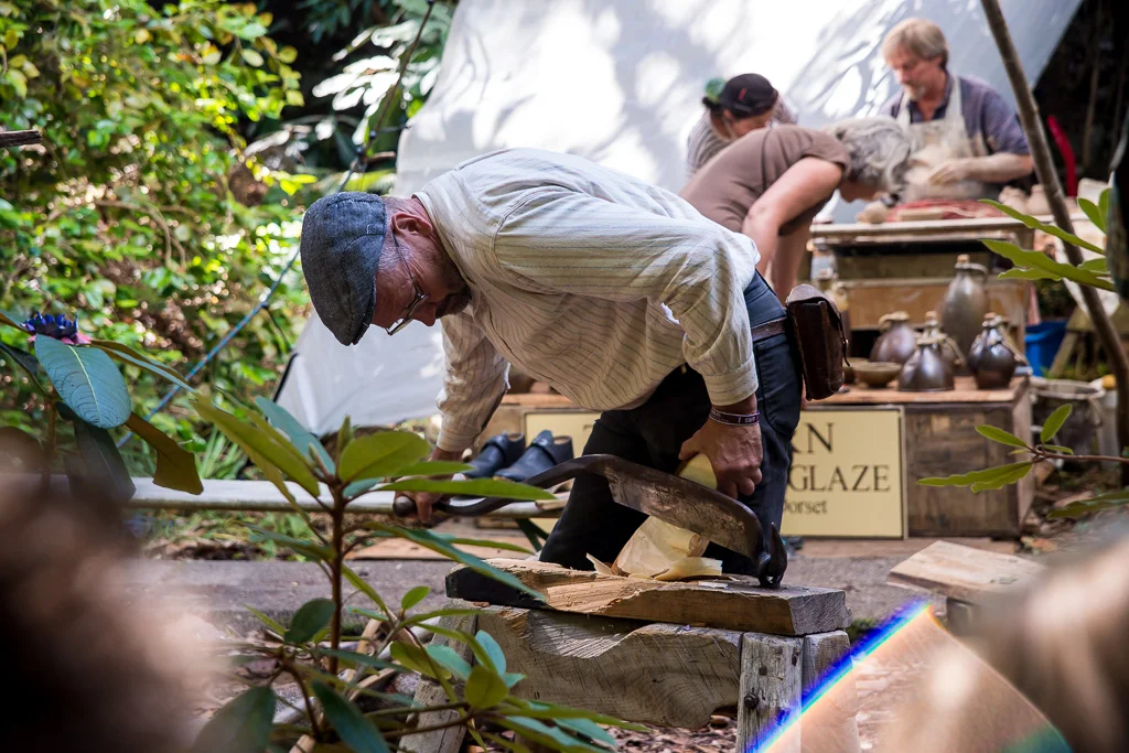 Jeremy Atkinson, the last clog maker in England, Festival No 6, Portmeirion, Wales, UK, 07/09/2014