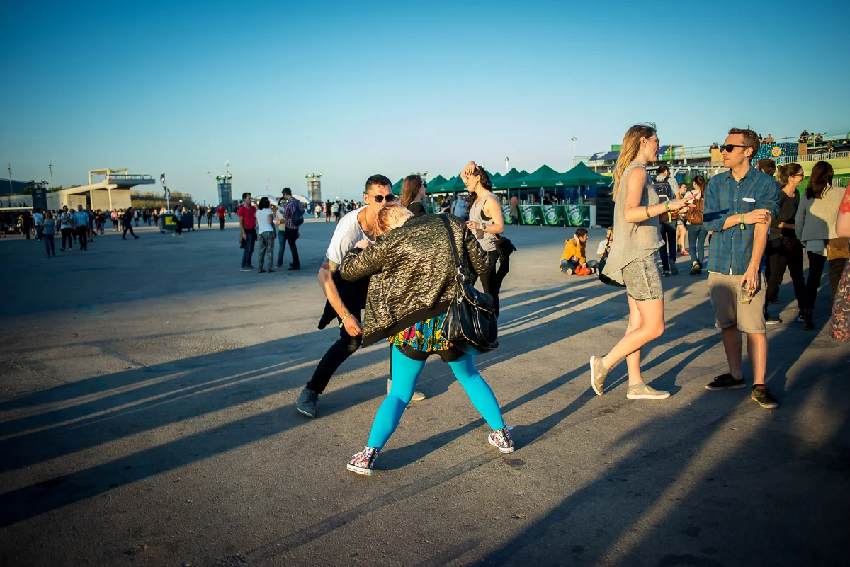 Festival goers dancing, Primavera Sound, Parc del Forum, Barcelona, Catalonia, Spain, 28/05/2015 © Dosfotos