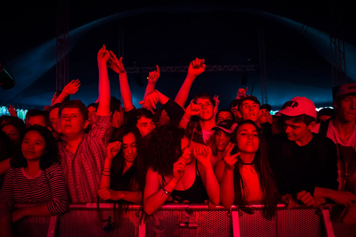 Run The Jewels front row fans, Field Day, Victoria Park, London, UK, 06/06/2015 © Dosfotos