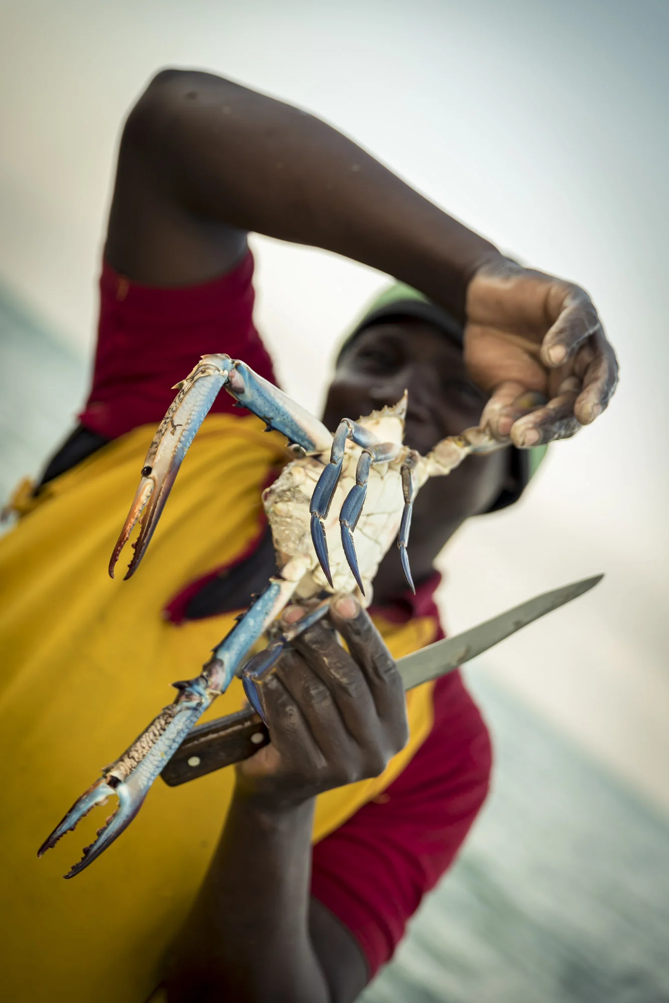 Fisherman with crab in Vilanculos beach, Bazaruto Archipelago, Mozambique, 22/08/2016 © Dosfotos