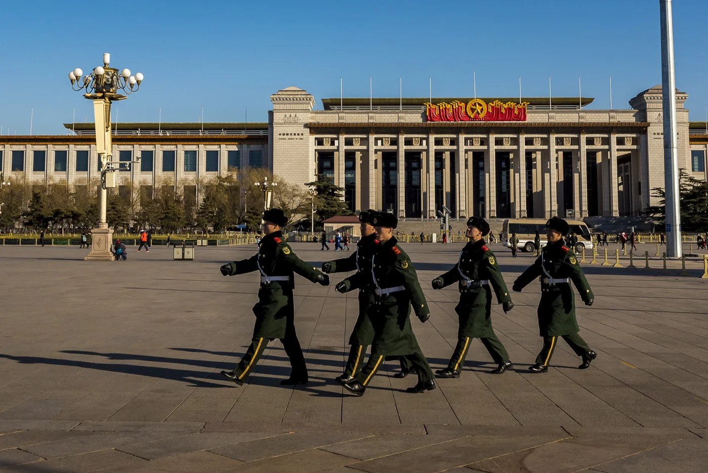 Guards marching near the National Museum of China in Tiananmen Square, Beijing, China © Dosfotos