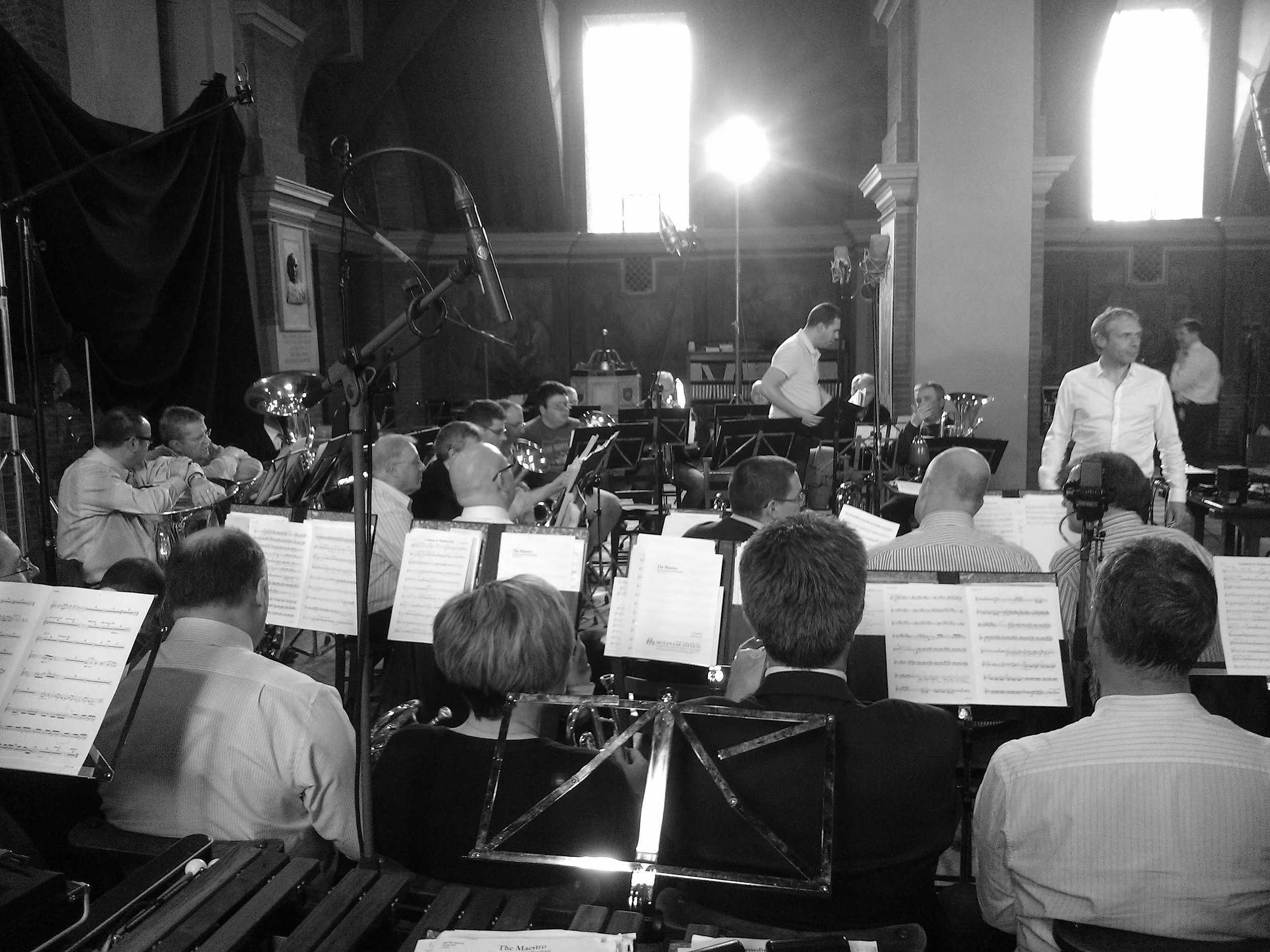 International Staff Band of the Salvation Army preparing for Phil Cobb's recording session May 2012.jpg