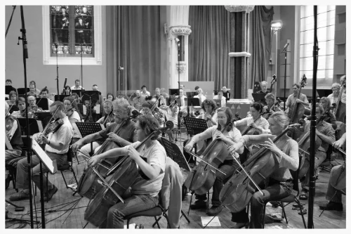 RSNO Cello section recording 2nd movement of CINEMA SYMPHONY, August 2007, Henry Wood Hall, Glasgow.