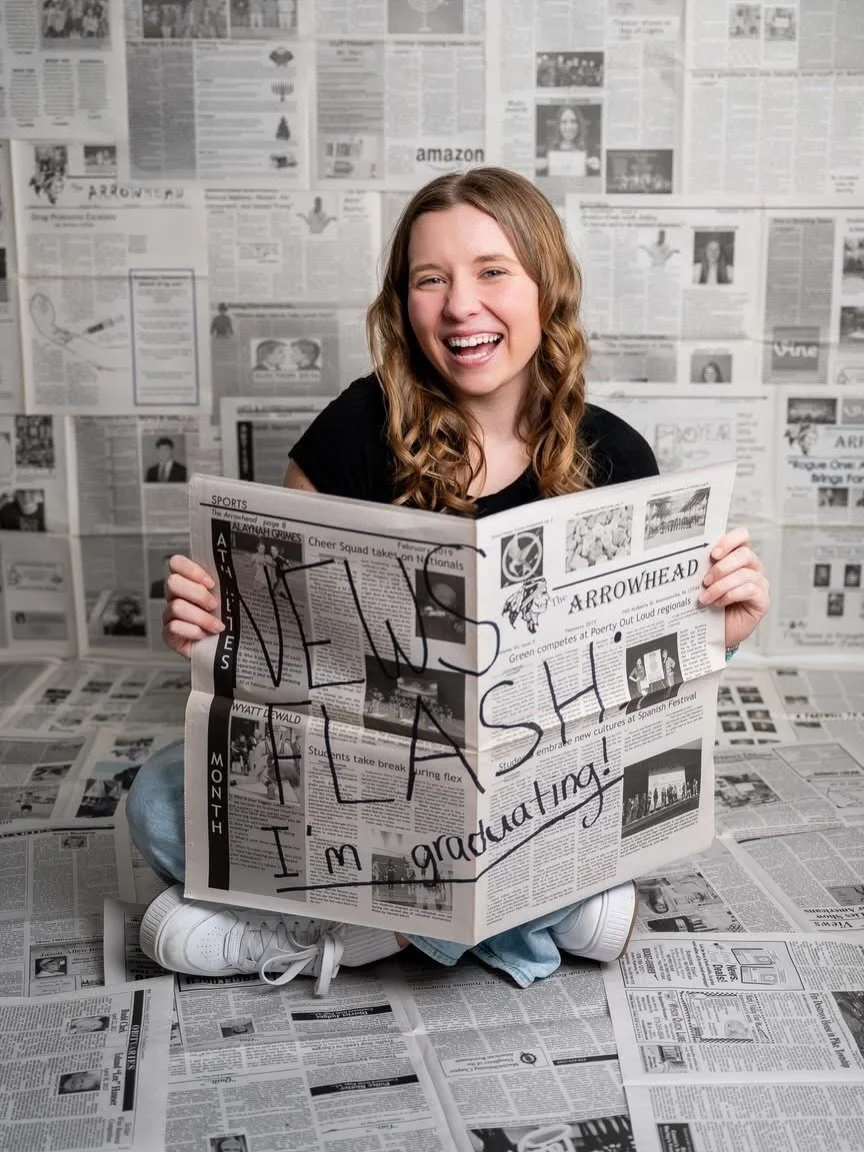 Newsflash: she&rsquo;s graduating! 🗞️ I first photographed this sweet girl at age six so I of course adore getting to be part of her senior year milestone memories too! We had some fun incorporating a few of her many interests, including her role as