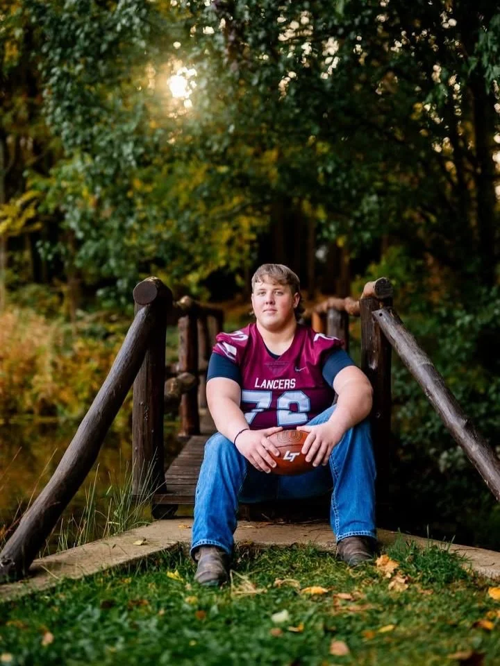I got to spend the evening with Connor on some amazing property - a perfect spot for his senior photos!  Fall foliage, a pond, and of course, we had to work in the football jersey! 🏉 (Go &lsquo;Sock!)

Such a sweet guy, and his mom was just as lovel