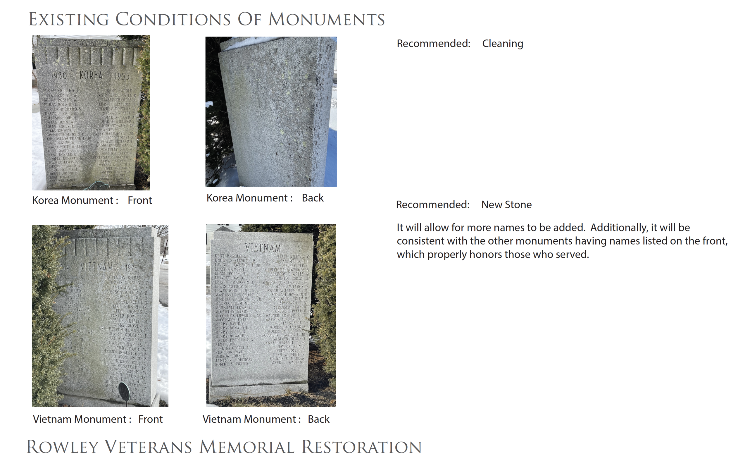 Rowley Veterans Memorial Restoration Protect: Historic Rowley Town Hall 