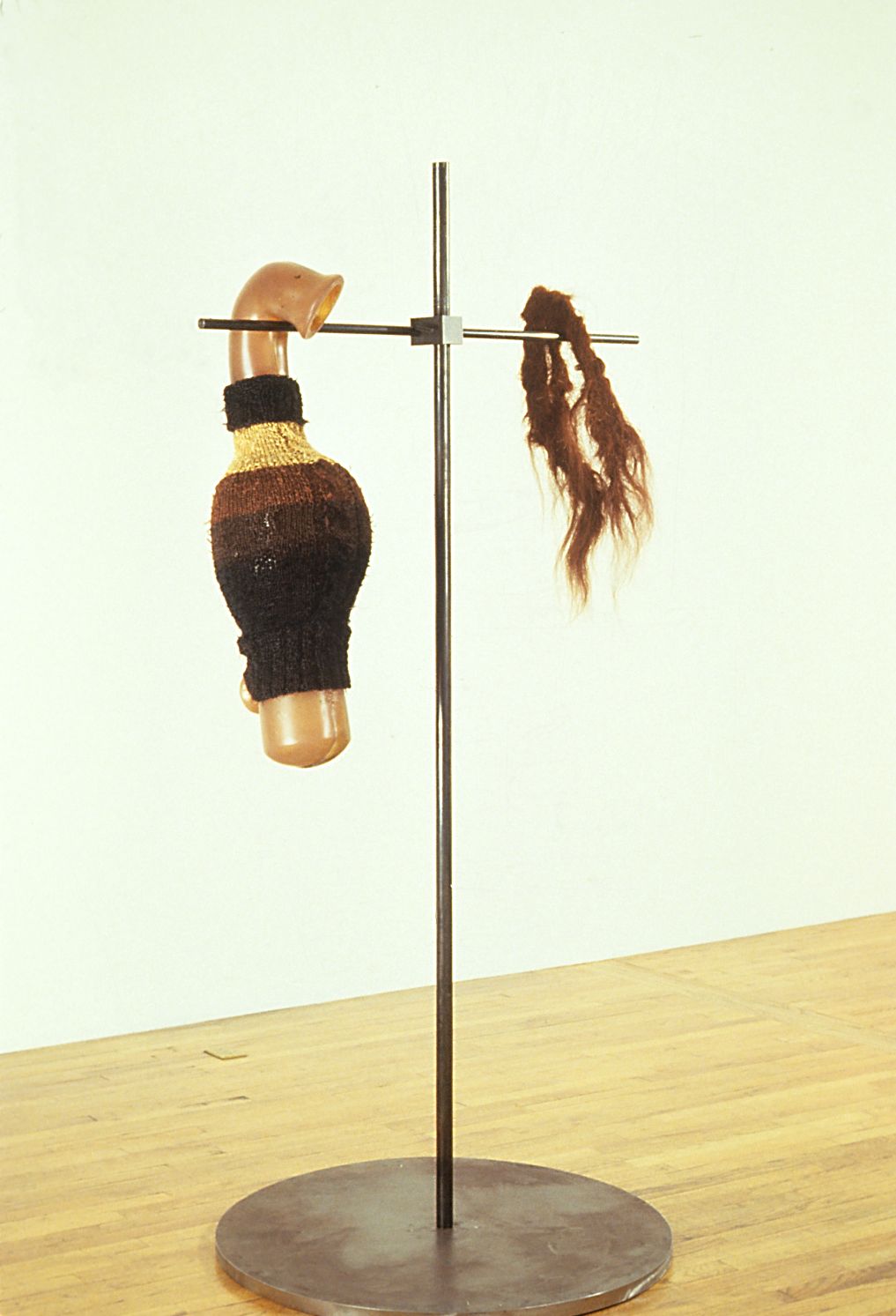 Morphology of Inactivity, 1991, 77"x43"x34", steel,plastic,human hair, hair from captive Orangutan