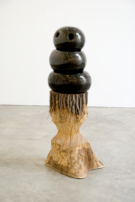 Carbon Mirror #1,  Coal on beaver stump, 48"x22"x14