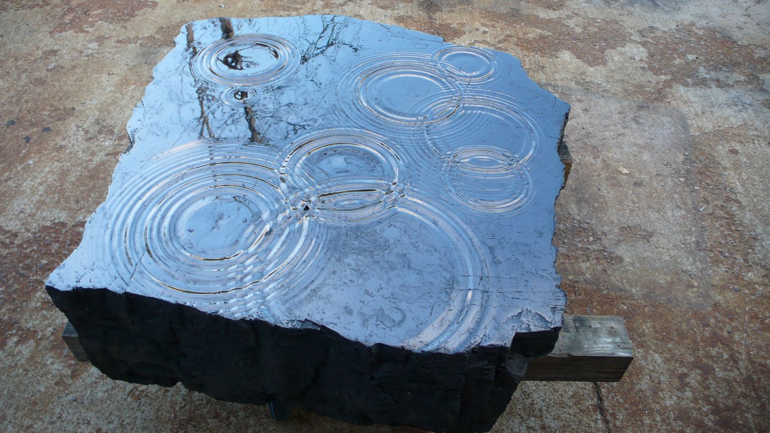 Carbon Mirror ripples, coal, 33"x35"x9"