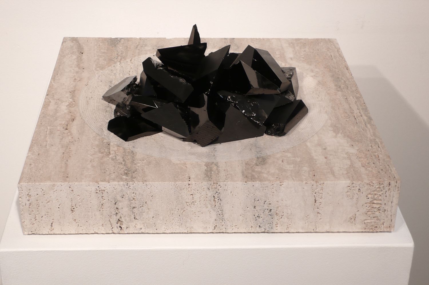 Over and Under, coal, limestone, 18"x18"x3"