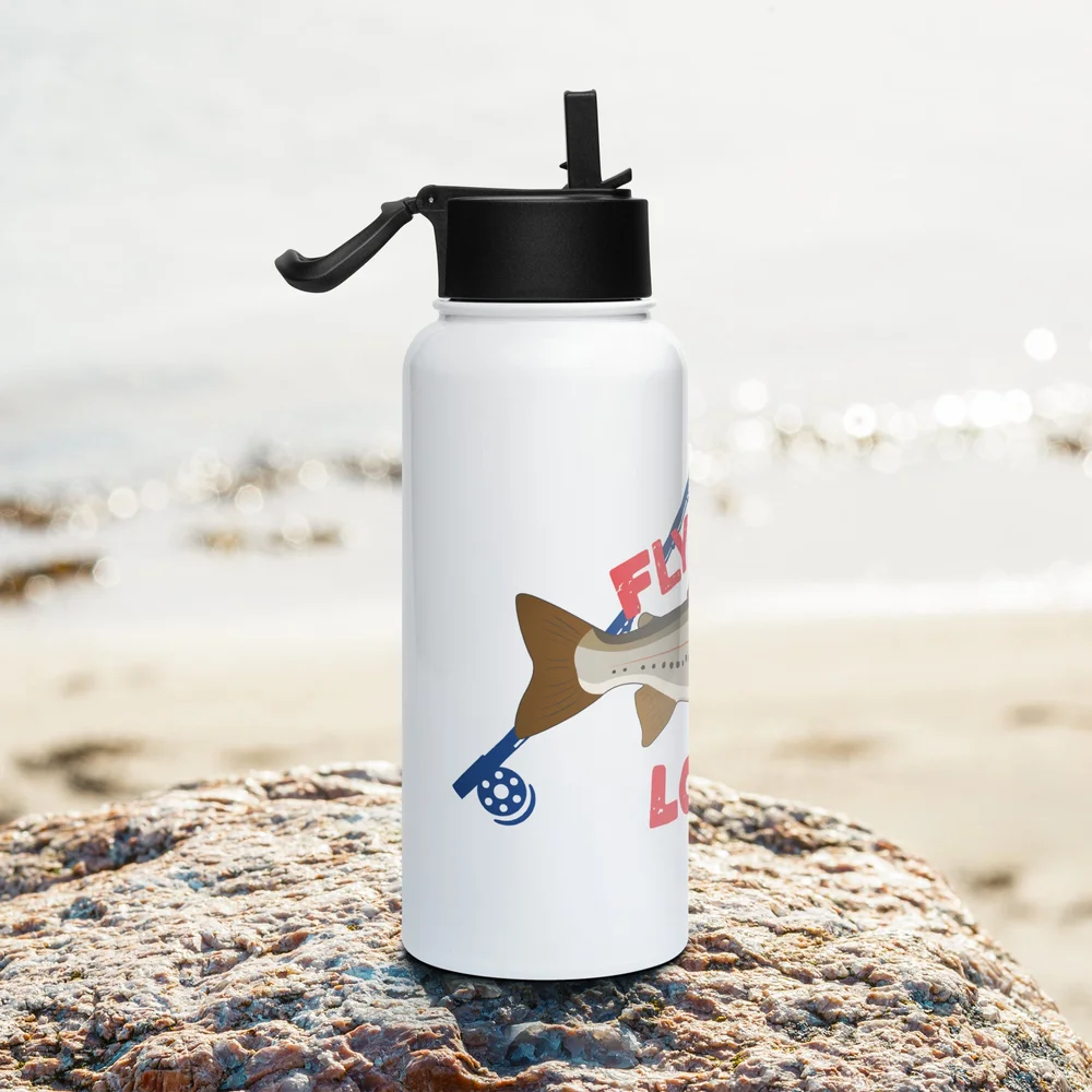 Fly Fish Local Stainless Steel Water Bottle with a Straw Lid — Trout & Feather