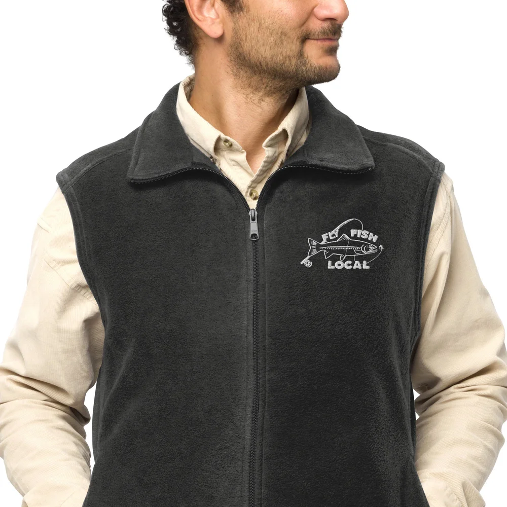 Fly Fish Local Men's Columbia Fleece Vest — Trout Feather