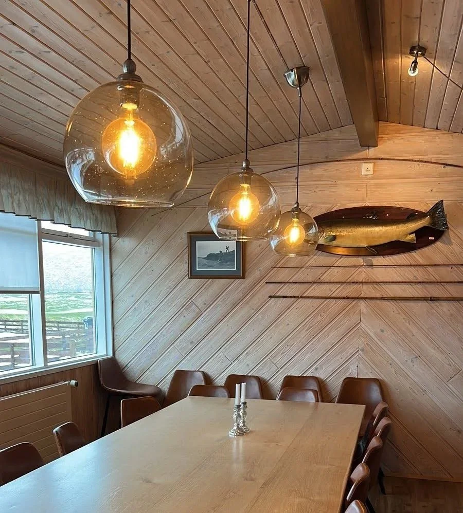 The place to tell stories at the Arnes Fishing Lodge.