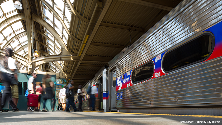 Train at SEPTA Concourse in 30th Street Station