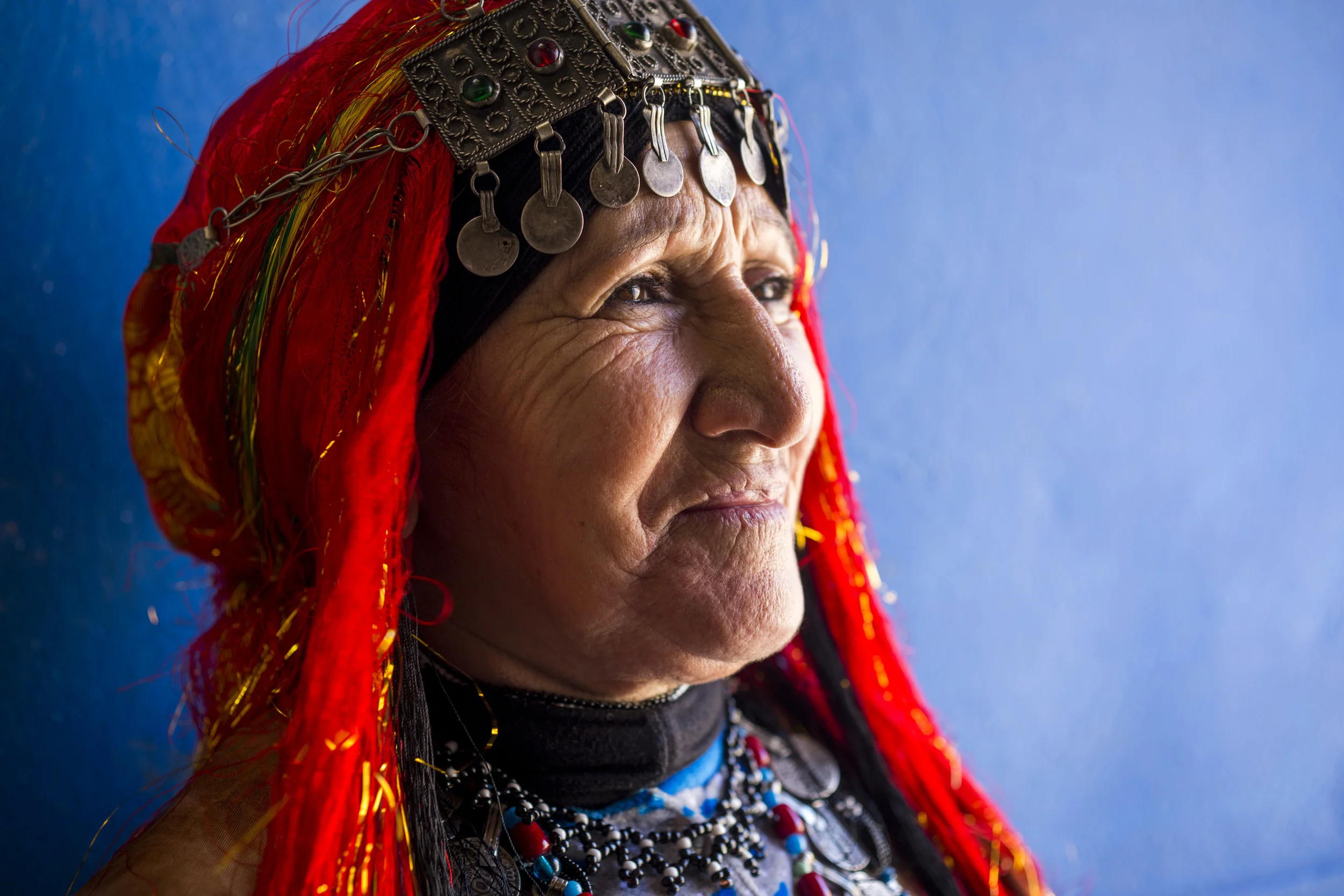 Fadma Hassi, 74, poses in her traditional Berber qtib, "Being Amazigh isn't just about tradition, it is a way of life."