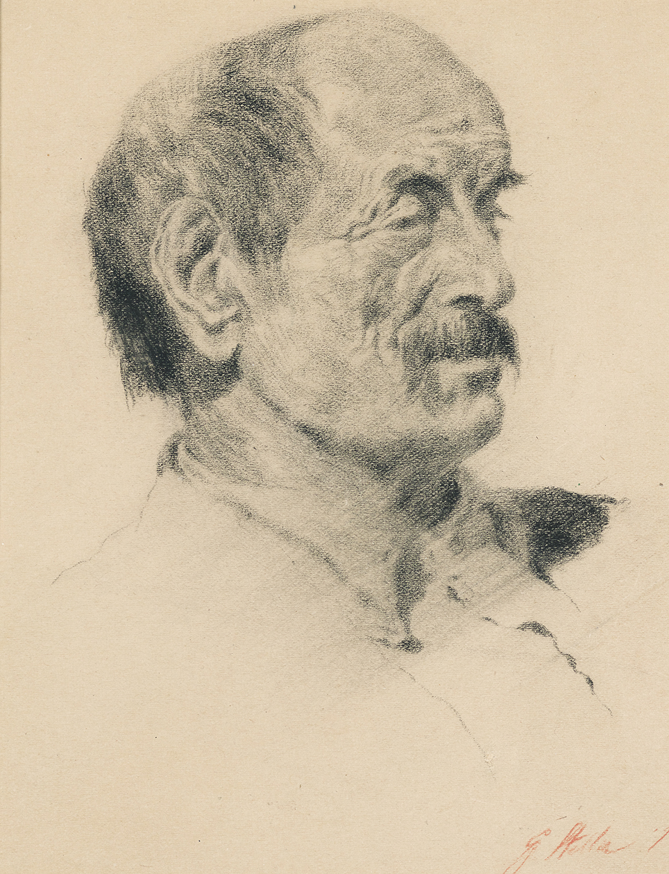 Drawing of the head of man with a mustache