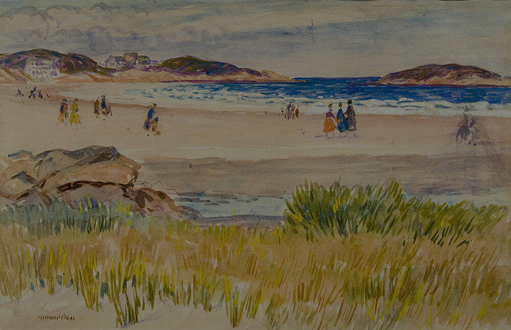 Watercolor of scene of Good Harbor Beach located in Gloucester, Massachusetts