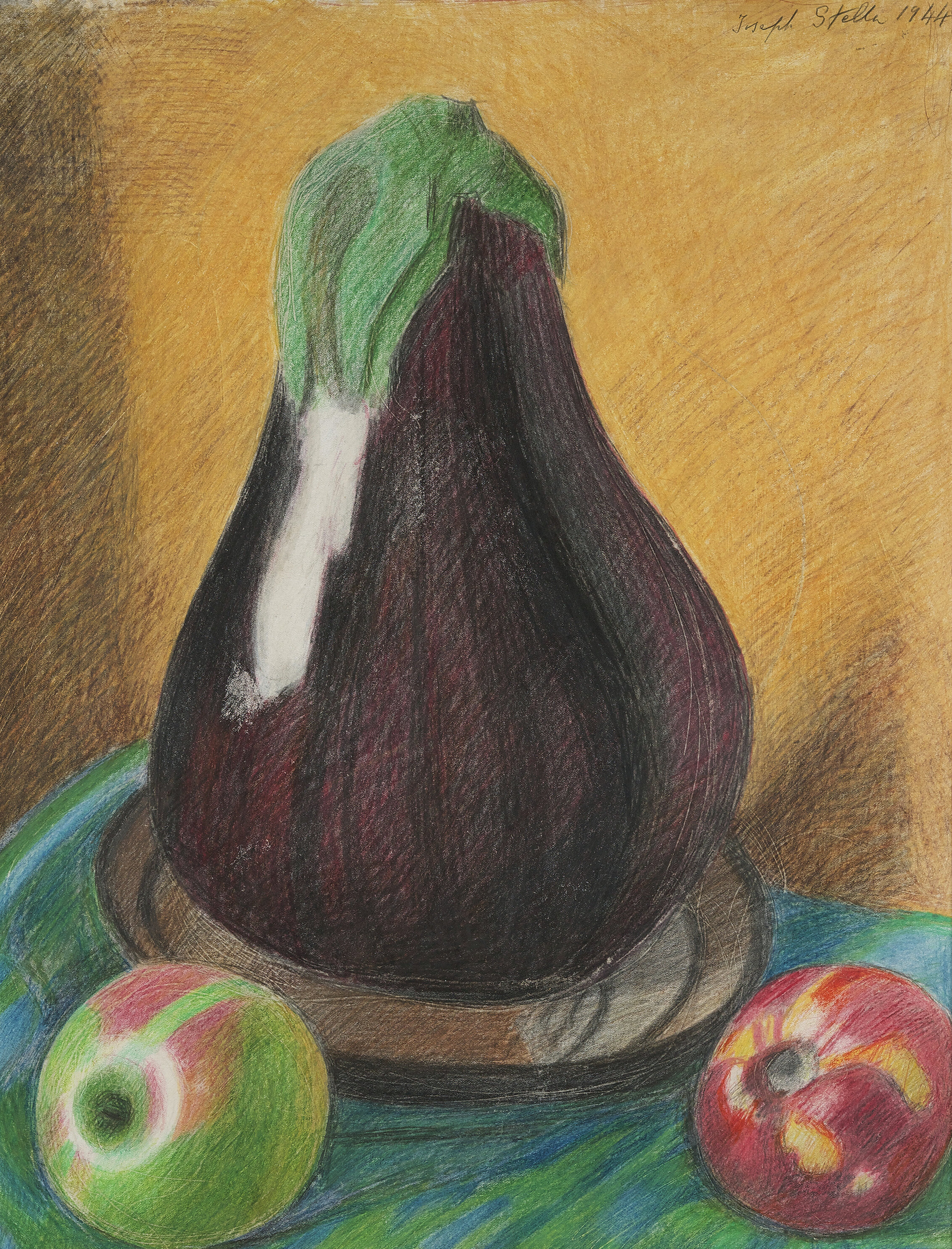 color pencil still life of eggplant