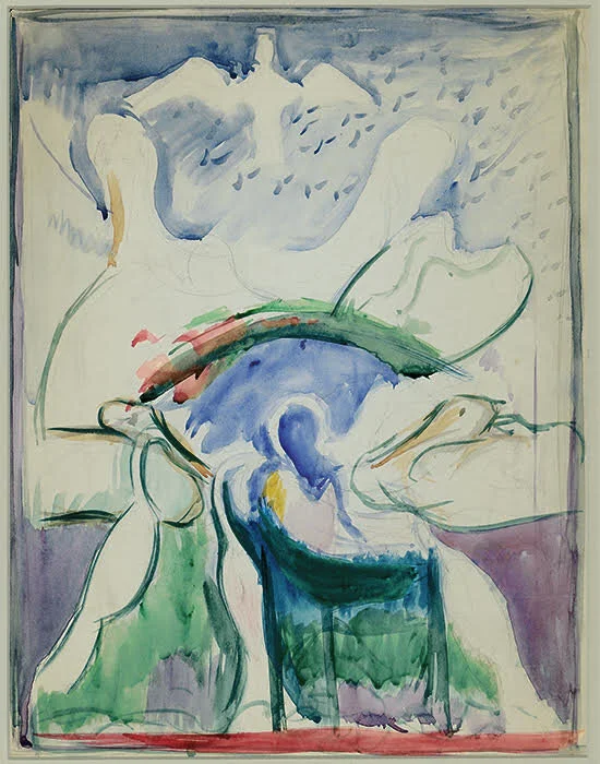 Joseph Stella, Abstract Watercolor (Bird)