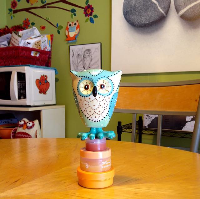 My birthday treasures from Paige. Love the bobble-head owl!