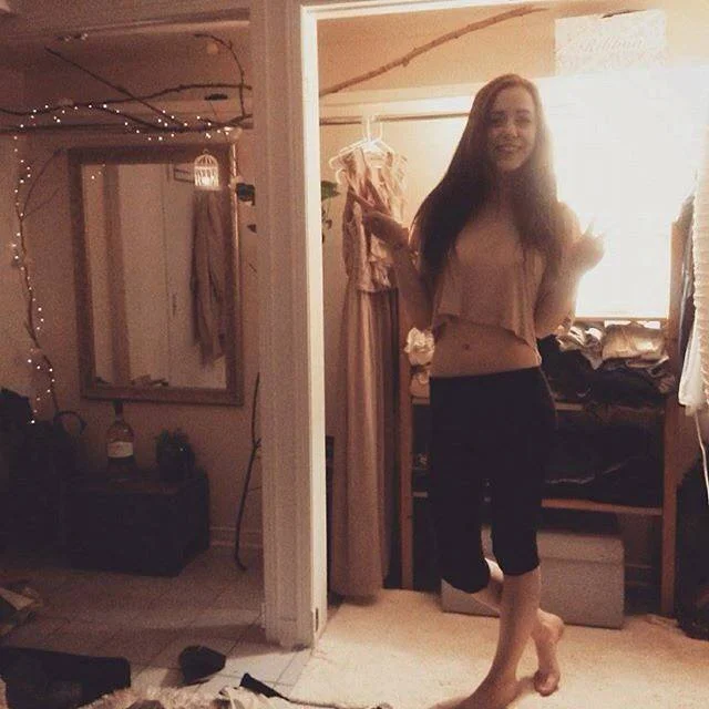 Paige settled and beaming at her new place.