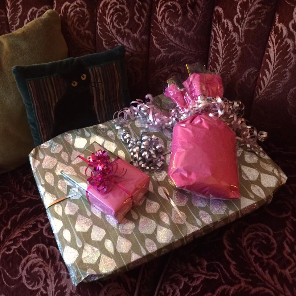 Paige's beautiful wrapping job on my gifts