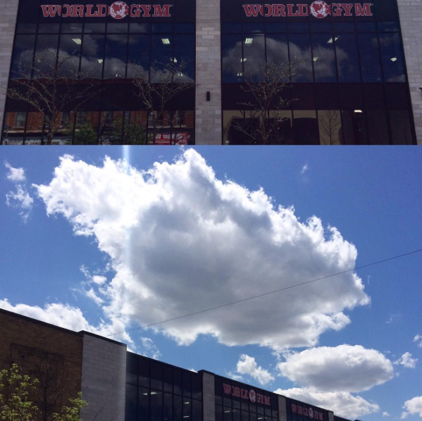 I ate 4 butter tarts while deciding whether or not to go inside the new World Gym. Didn't go in. Ate another butter tart and took pictures of the clouds :)
