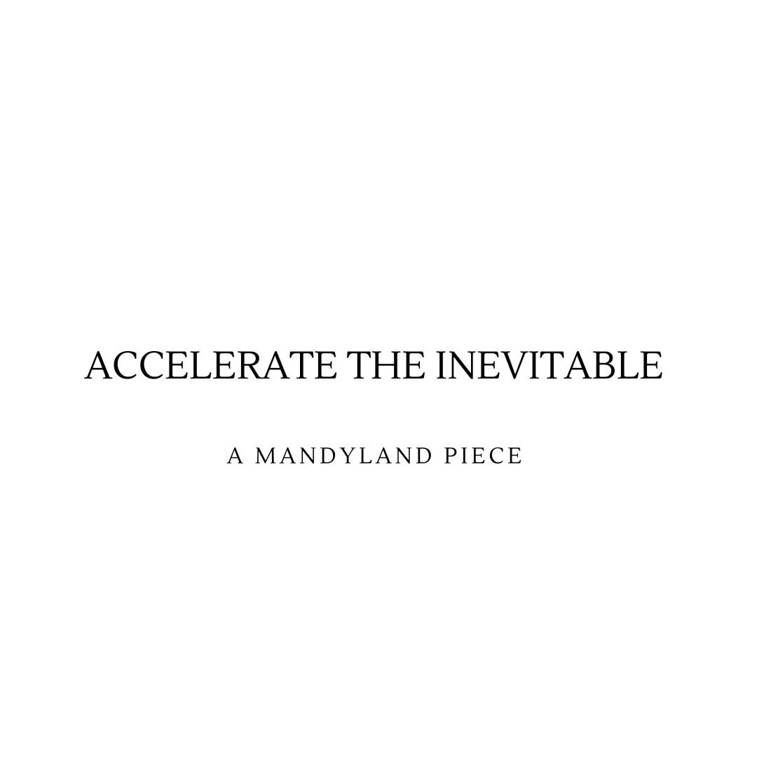Accelerate The Inevitable (An Essay)