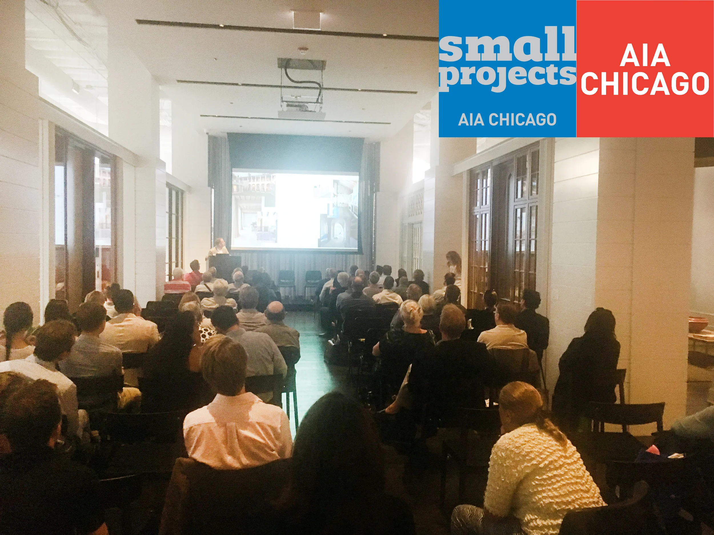 FIVE AWARD WINNING ARCHITECTS Five architects from the AIA Chicago Small Project Award s, including Greg Howe , gave presentations on their award winning projects and the design process with the client. The evening was a resounding success with a great turnout.