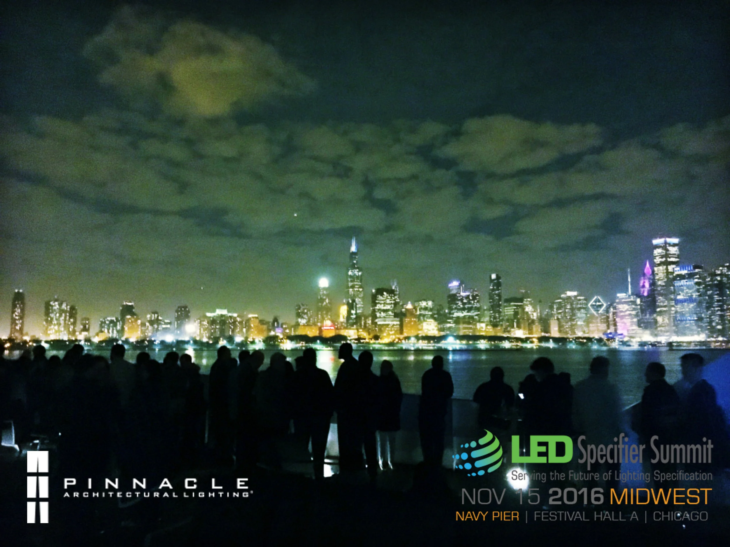 CHICAGO'S SKYLINE AT ITS BEST As part of the LED Specifier Summit , SLH attended a spectacular boat party hosted by Pinnacle Architectural Lighting on Lake Michigan.