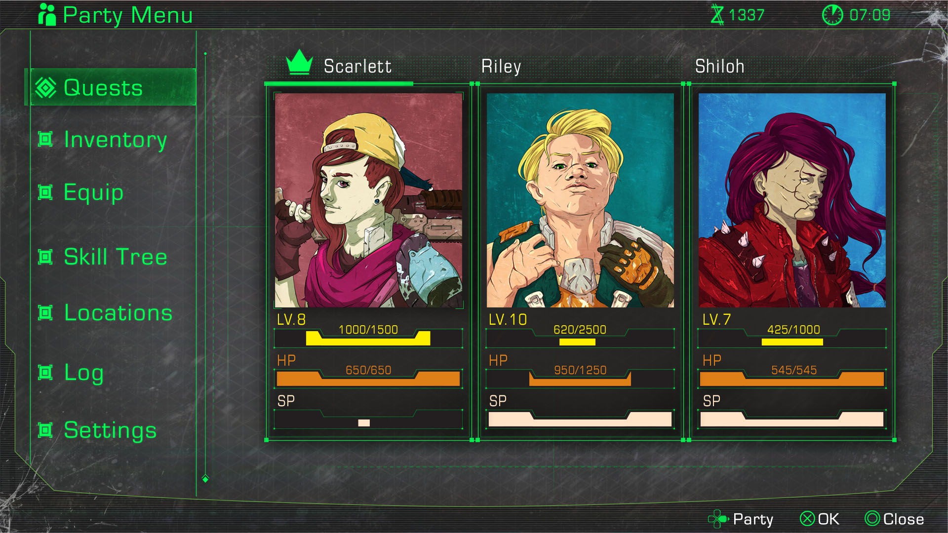 Player party menu concept v2