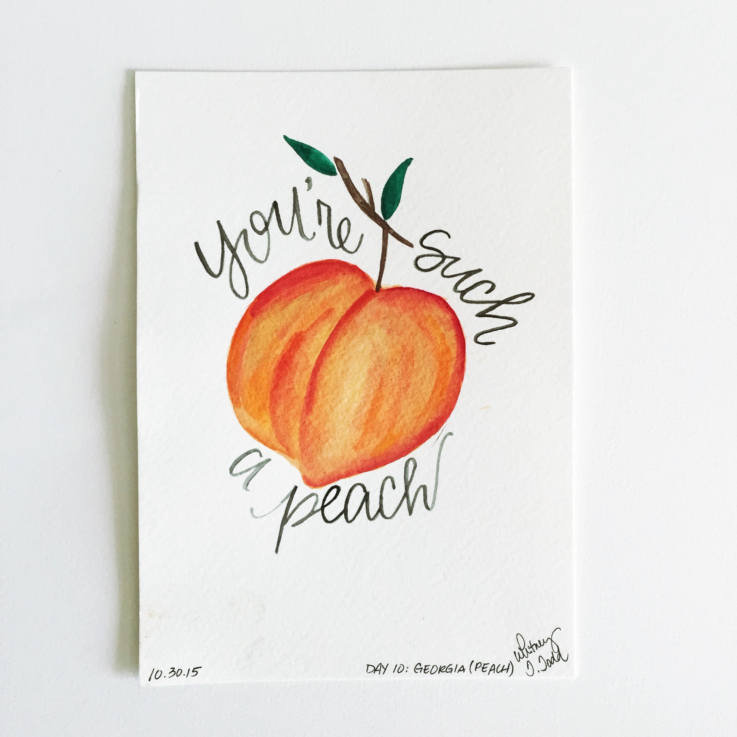 Day 10: Georgia - You're Such a Peach // 50 Day State-themed Illustration and Design Challenge via Jitney's Journeys