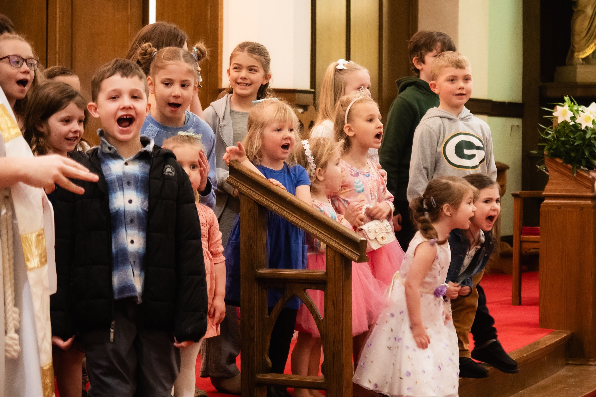 Our youth shouting "Alleluia" on Easter Sunday!