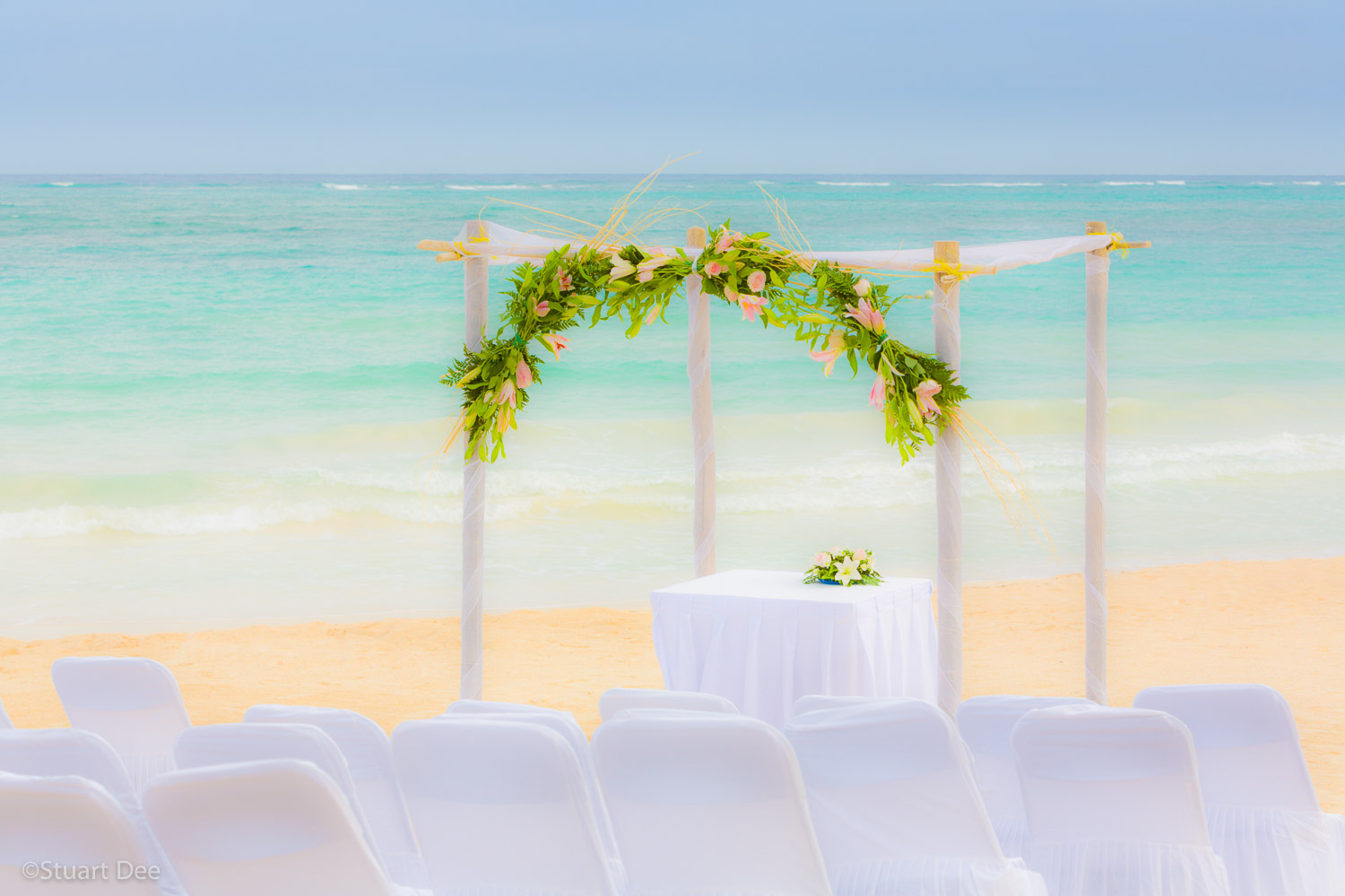 Wedding setting by the beach